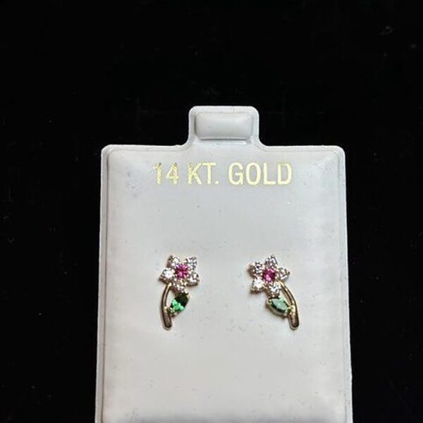Colección de Joyería Aretes Oro14 Kt Figura Diamante